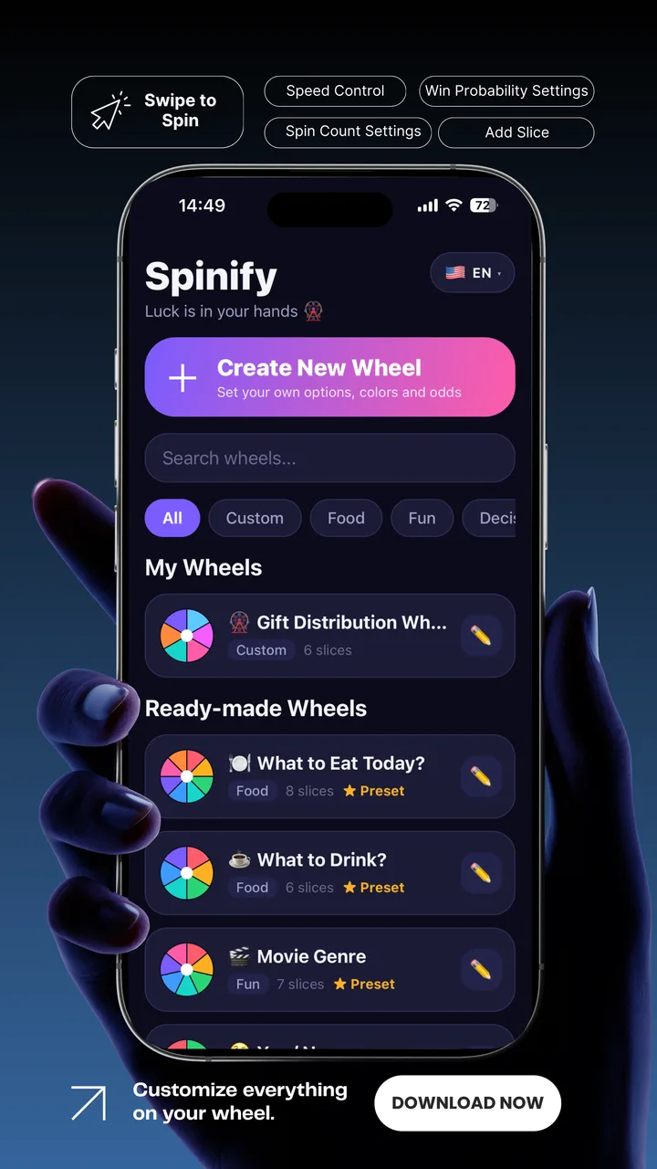 Spinify çevirme animasyonu
