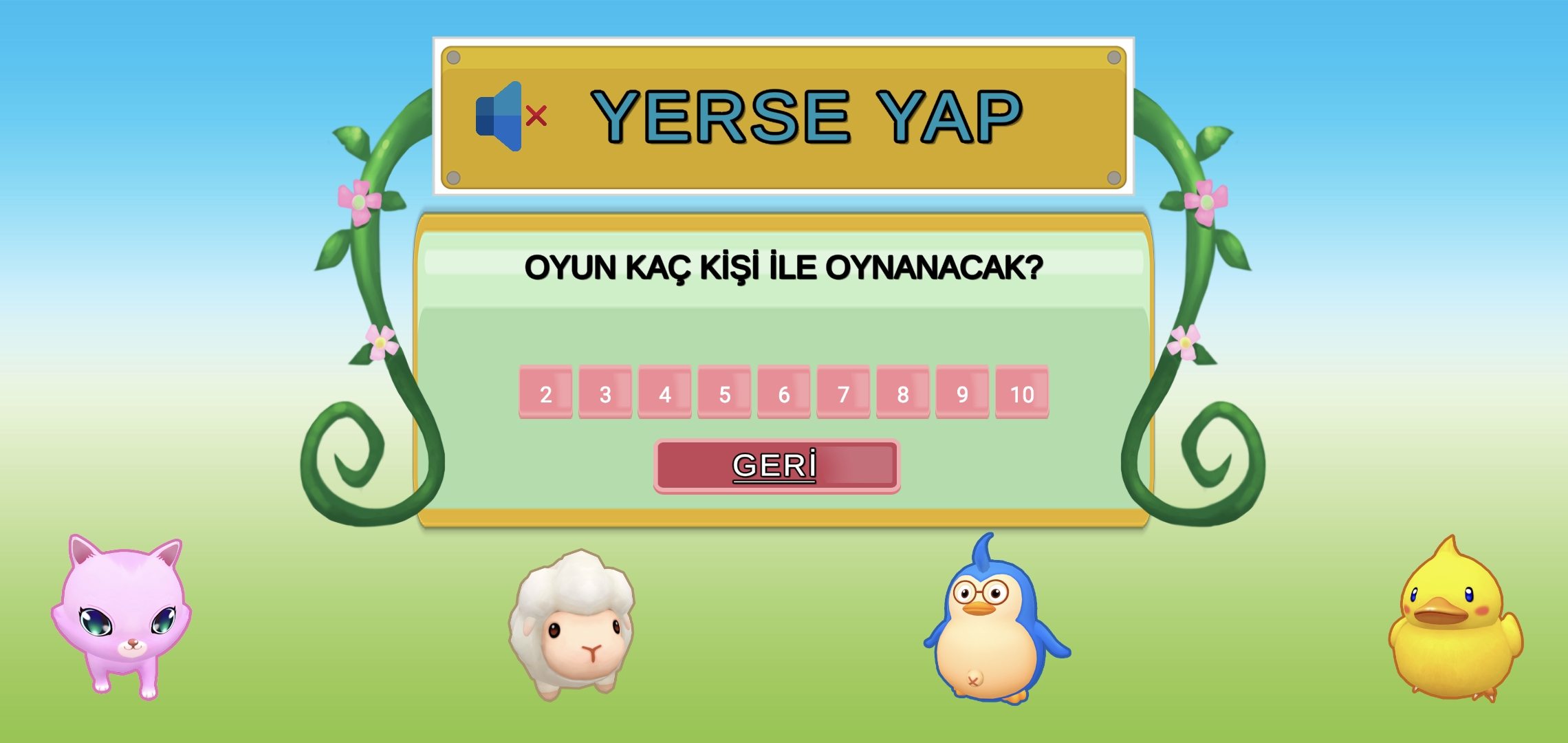 YerseYap oyuncu sayısı seçimi